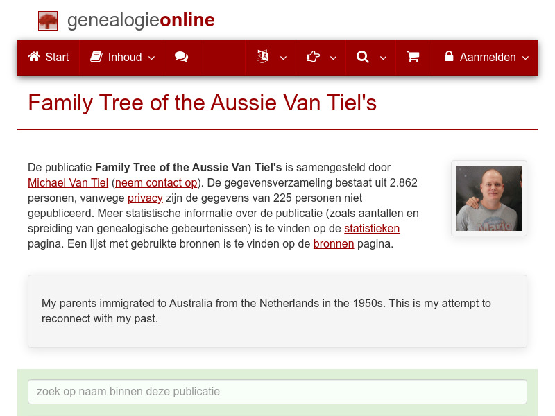 Screenshot van website