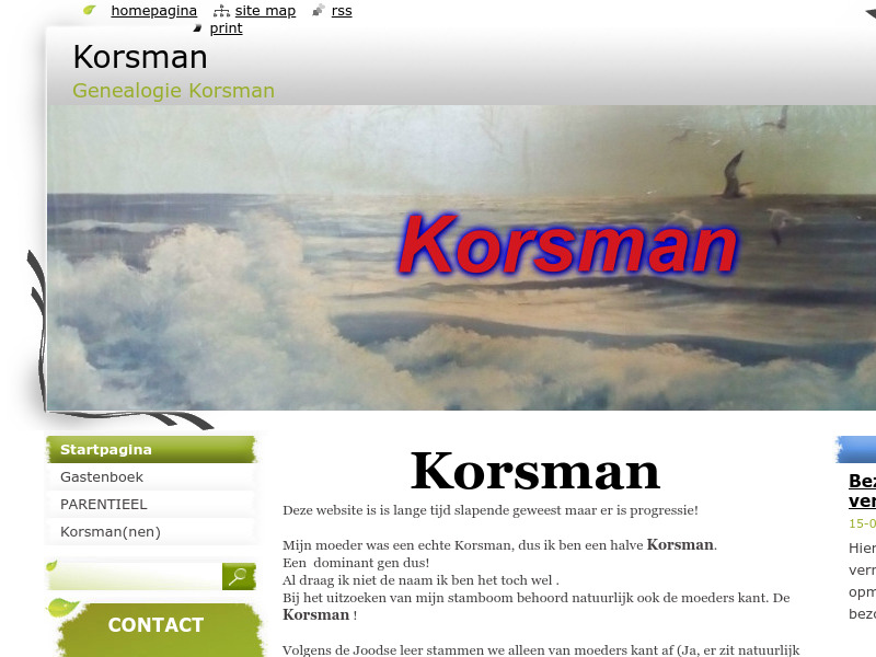 Screenshot van website