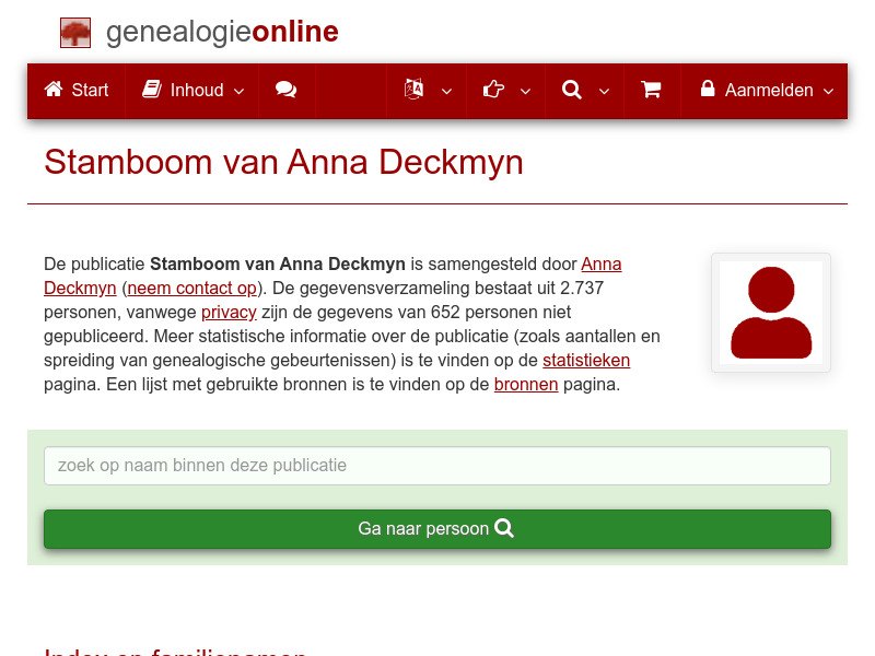 Screenshot van website
