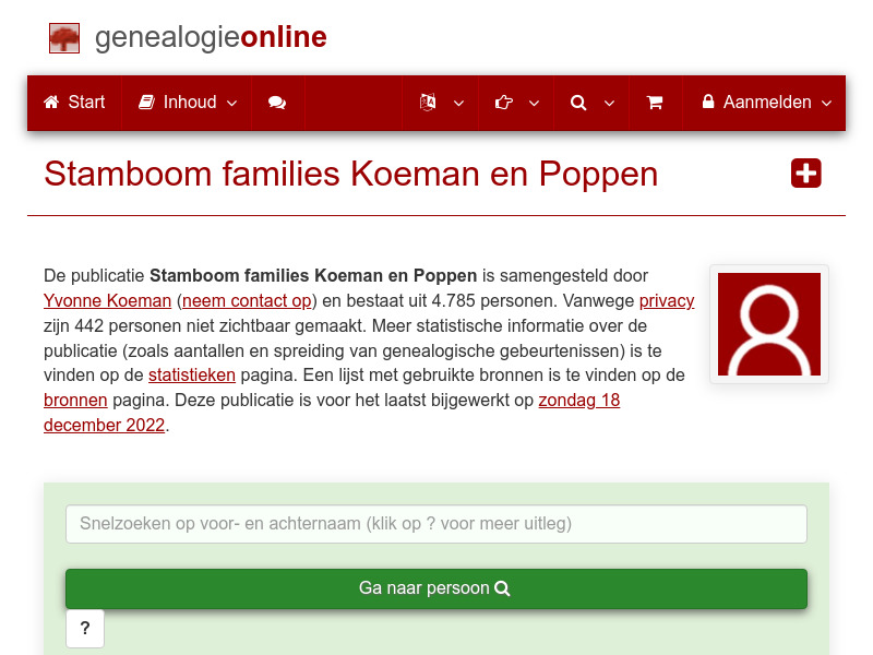 Screenshot van website