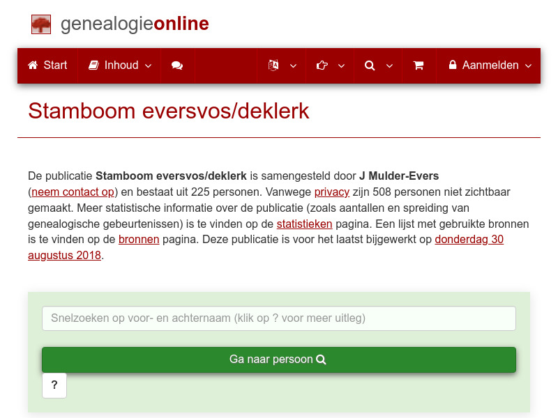 Screenshot van website