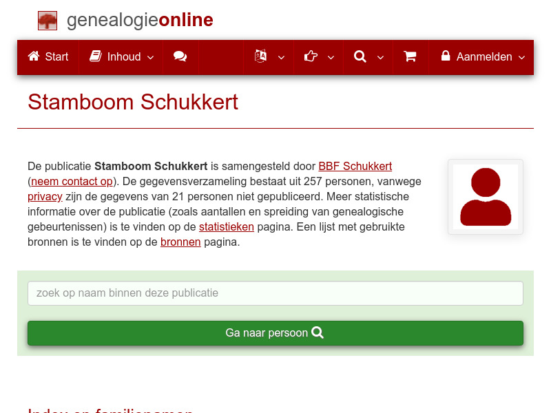 Screenshot van website