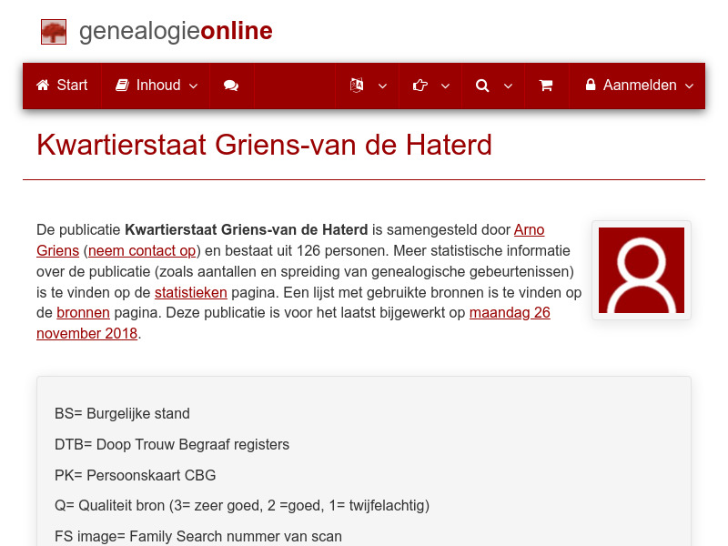 Screenshot van website