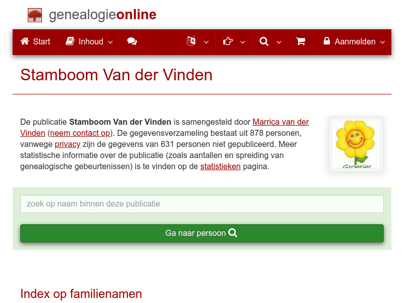 Screenshot van website