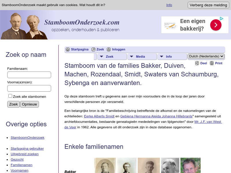 Screenshot van website