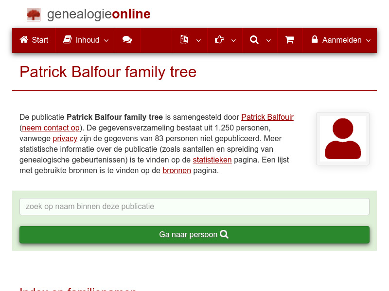 Screenshot van website