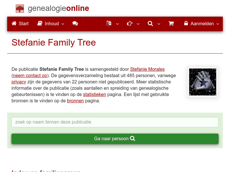 Screenshot van website