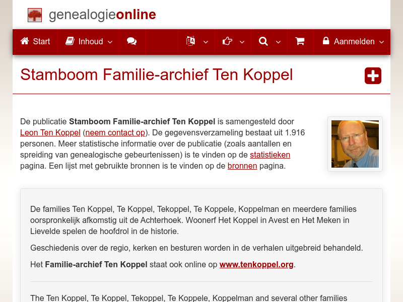 Screenshot van website