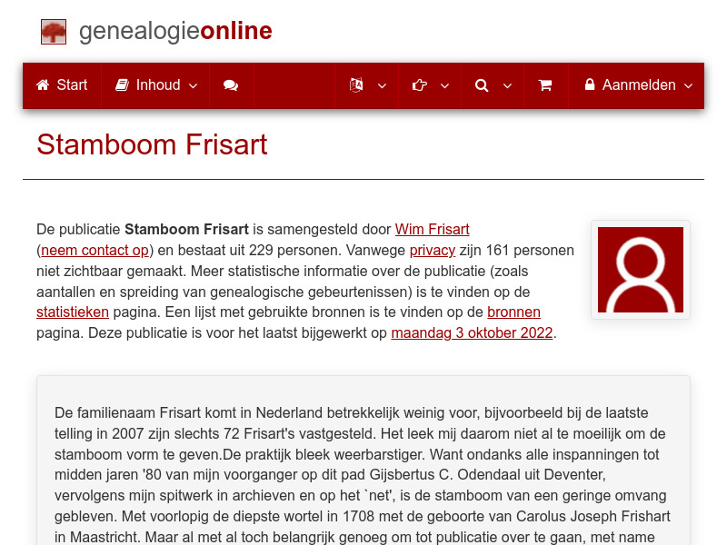 Screenshot van website