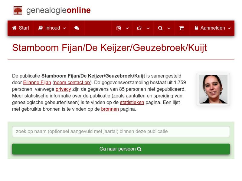 Screenshot van website
