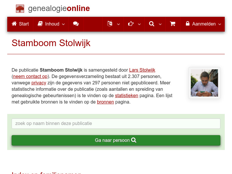 Screenshot van website
