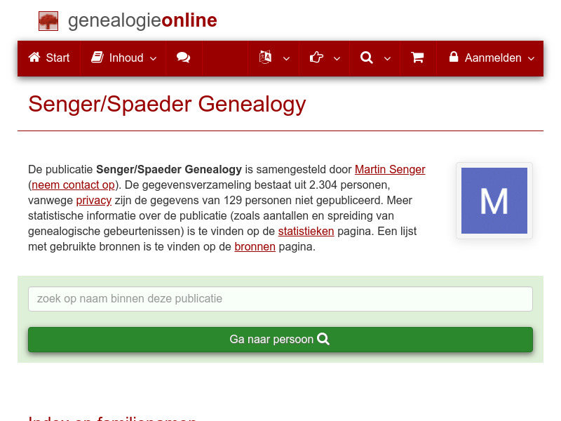 Screenshot van website