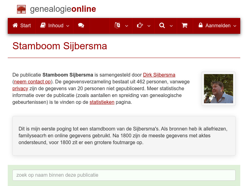 Screenshot van website