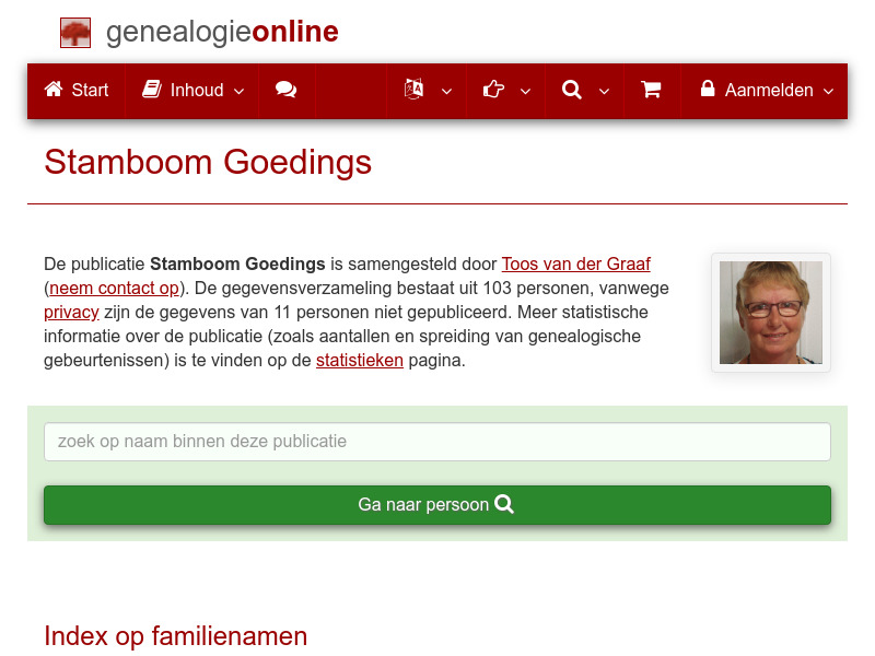 Screenshot van website