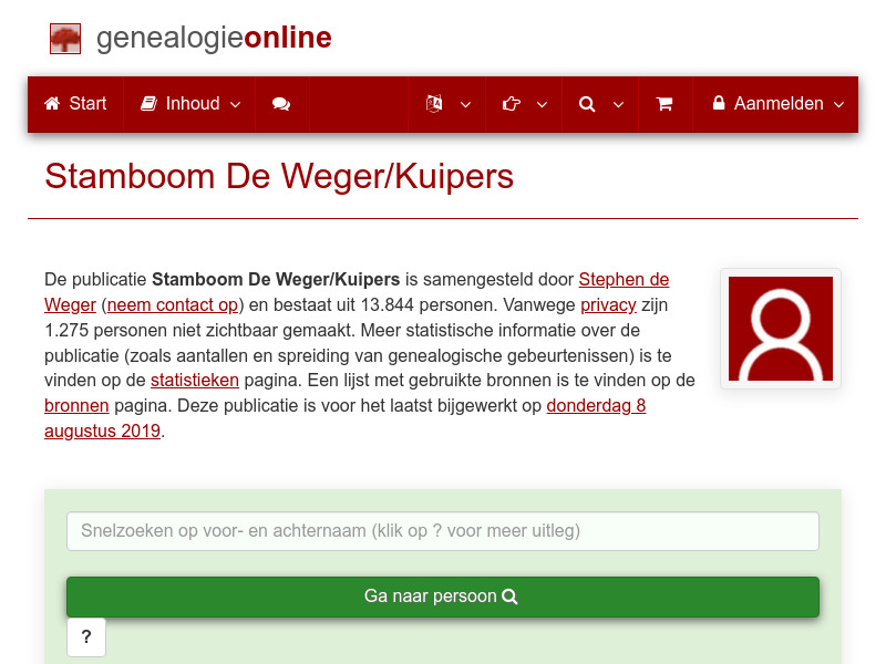 Screenshot van website
