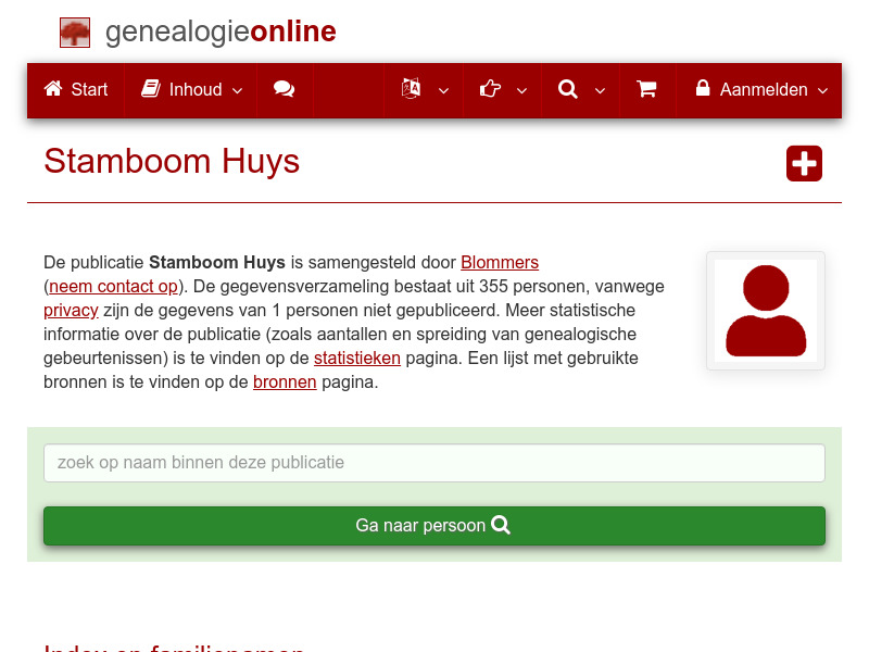 Screenshot van website
