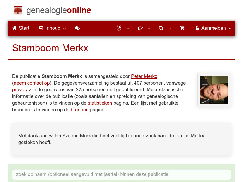 Screenshot van website