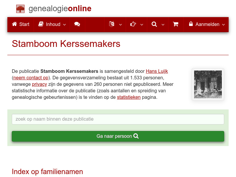 Screenshot van website