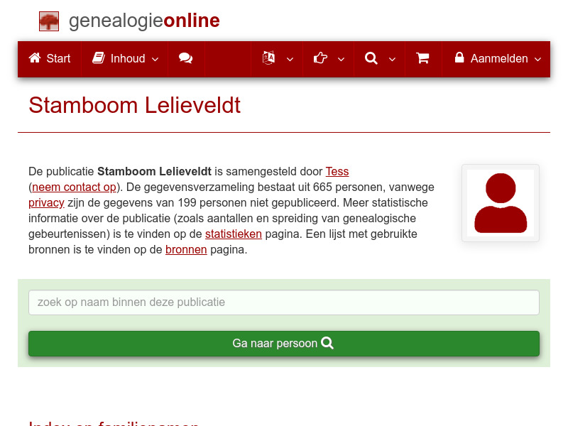 Screenshot van website