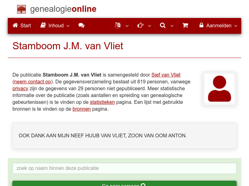 Screenshot van website