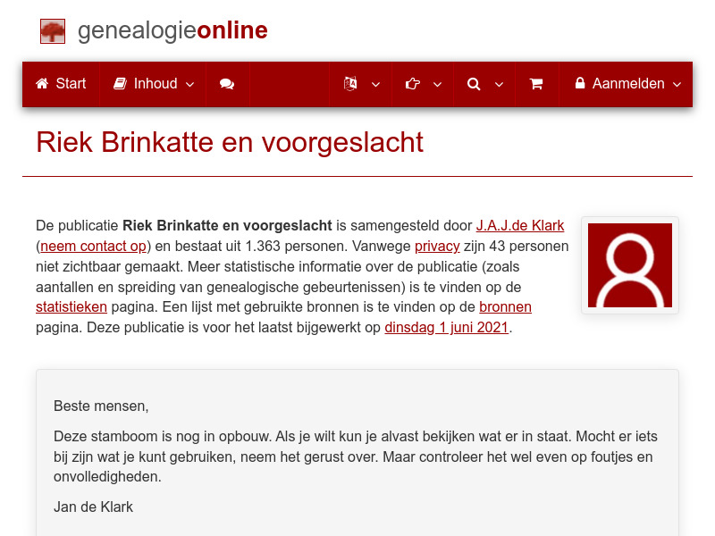 Screenshot van website