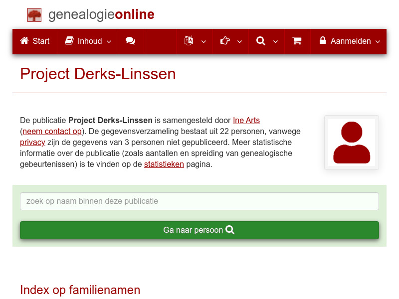 Screenshot van website