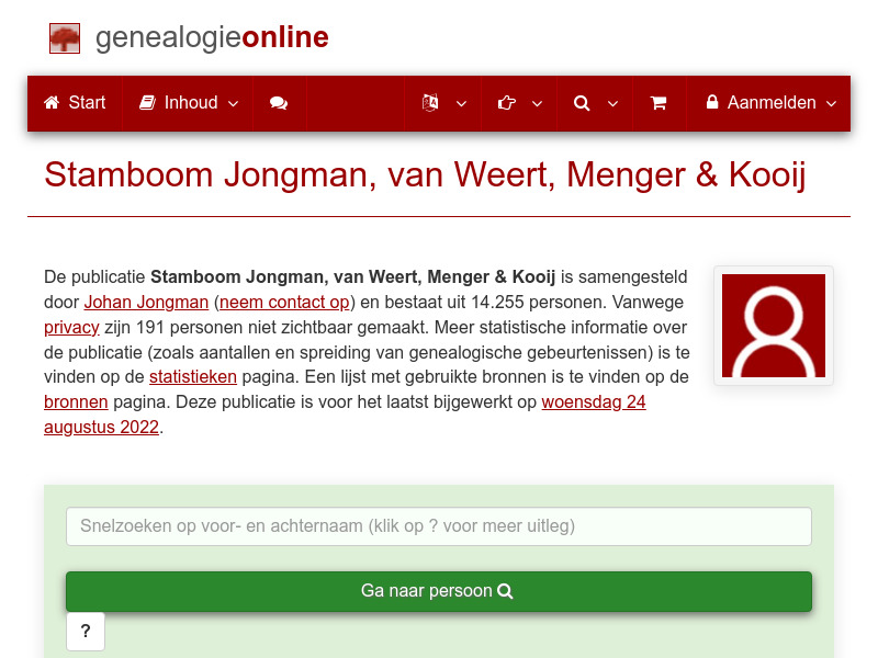 Screenshot van website