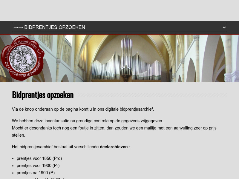 Screenshot van website