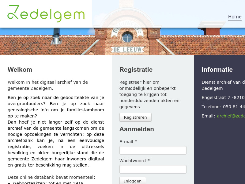 Screenshot van website