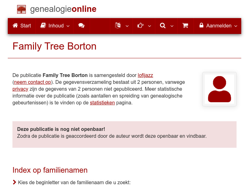 Screenshot van website