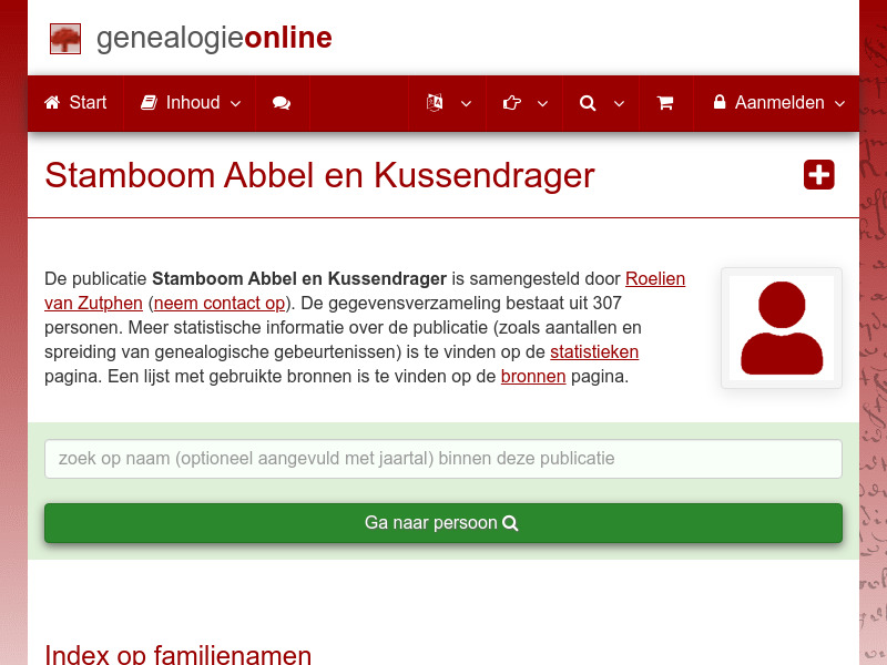 Screenshot van website
