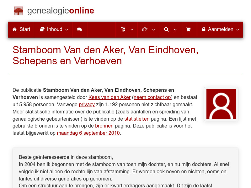 Screenshot van website