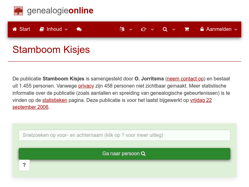 Screenshot van website