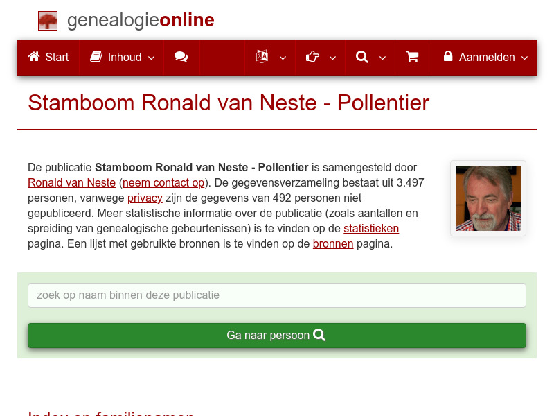 Screenshot van website