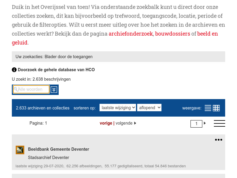Screenshot van website
