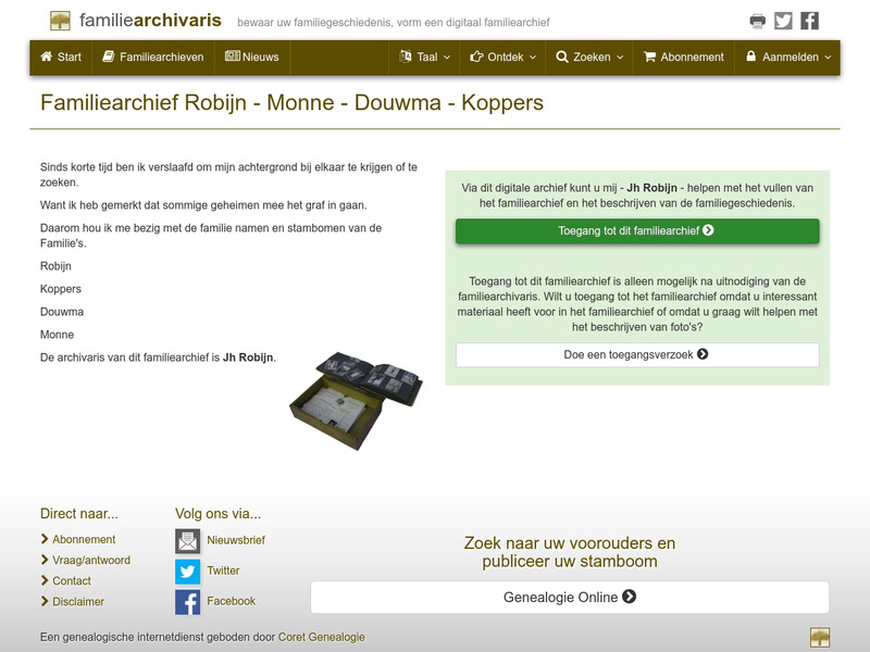 Screenshot van website