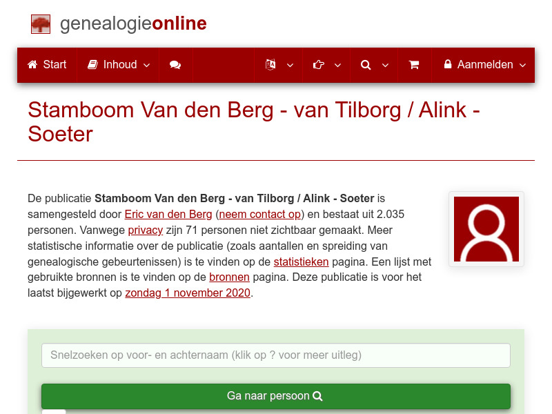 Screenshot van website