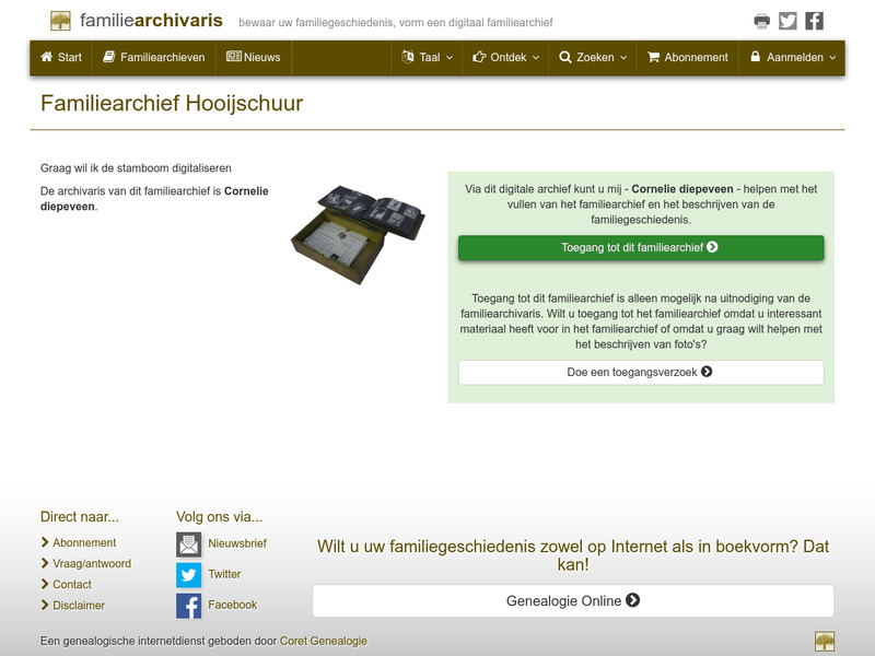 Screenshot van website
