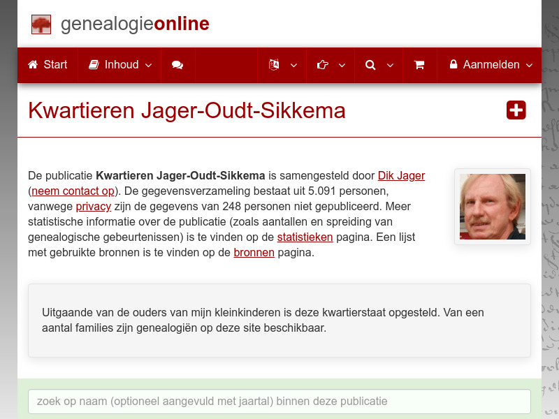 Screenshot van website