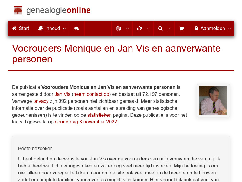 Screenshot van website