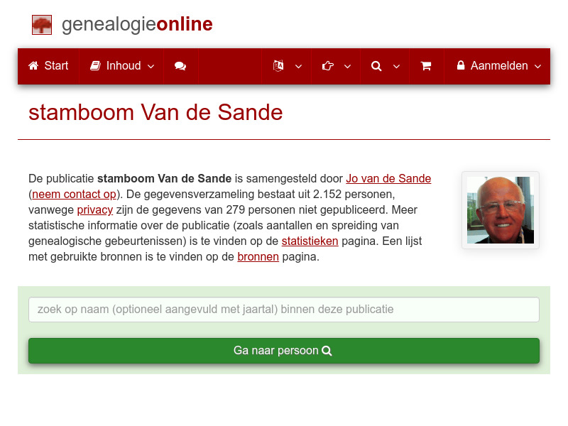 Screenshot van website