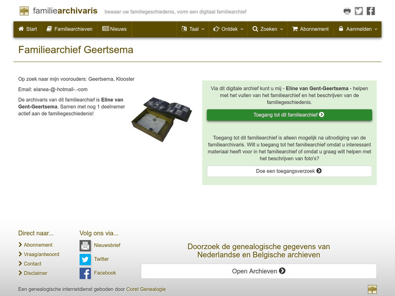 Screenshot van website