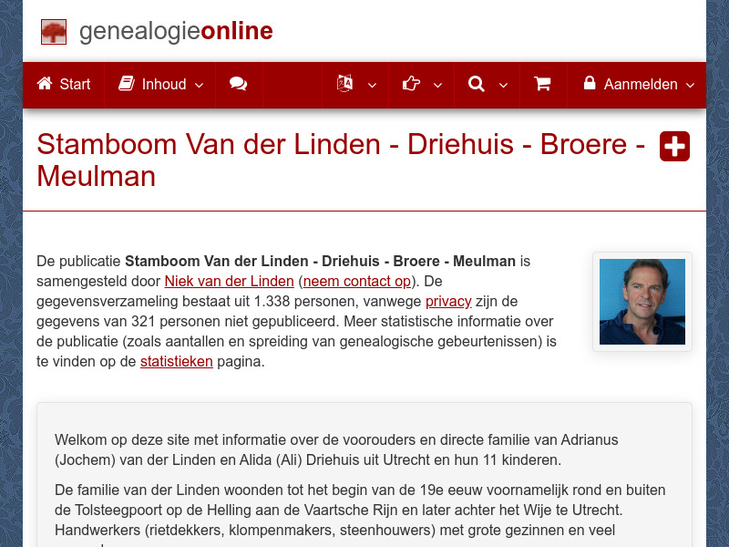 Screenshot van website