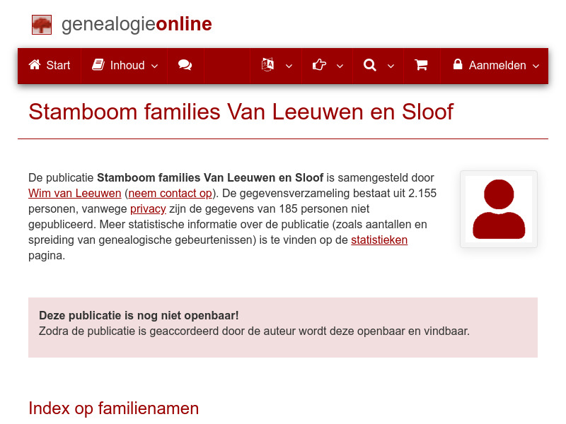 Screenshot van website