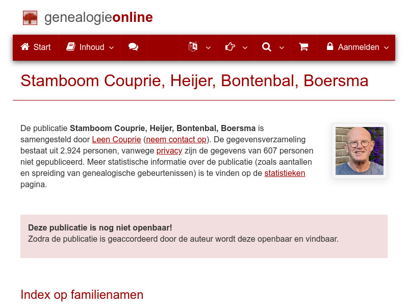 Screenshot van website