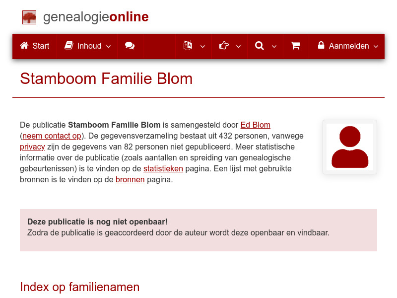 Screenshot van website
