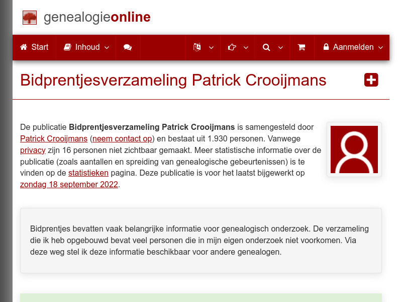 Screenshot van website