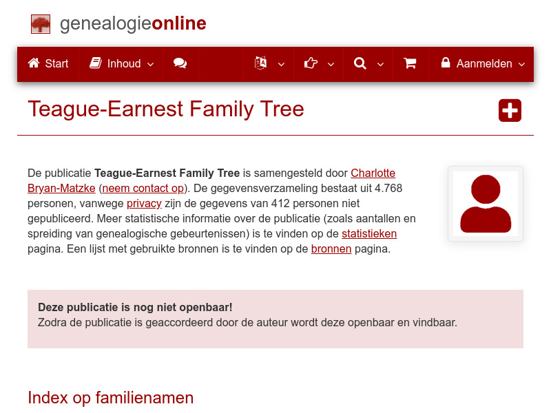 Screenshot van website