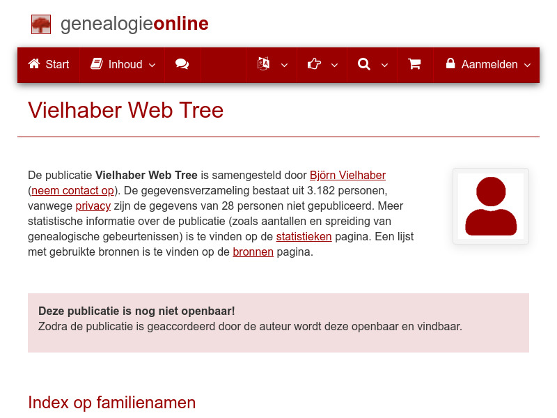Screenshot van website