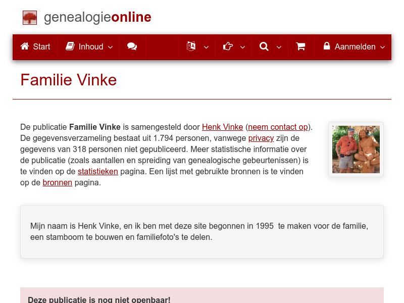 Screenshot van website